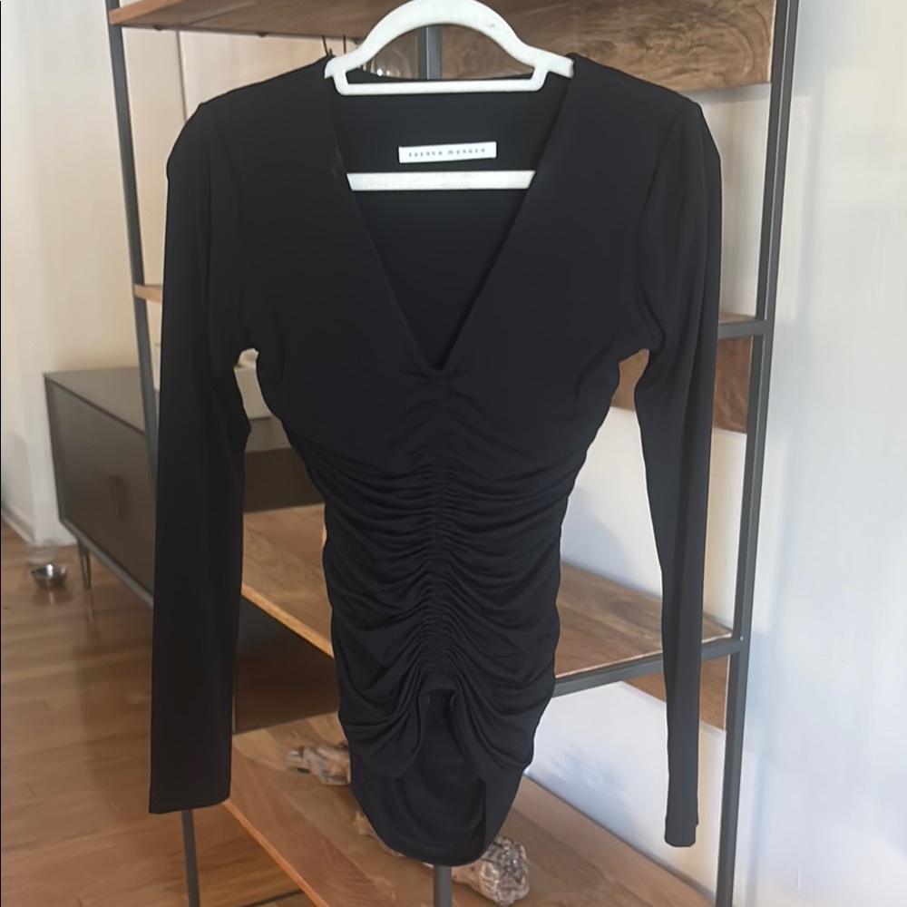 Black Ruched Long Sleeve Shirt
